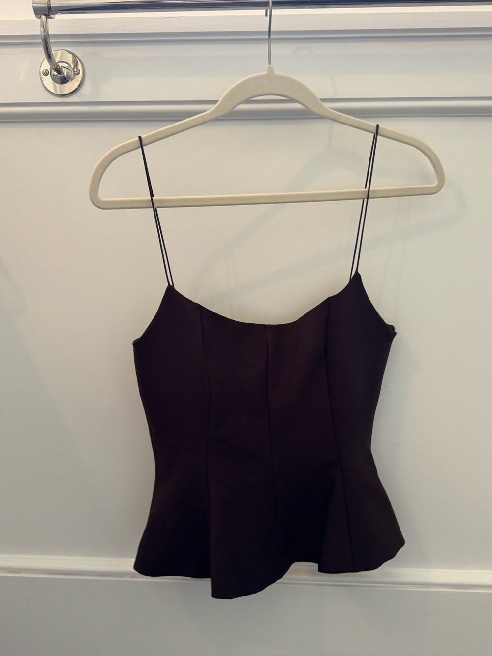 Zara Women’s Brown Spaghetti Strap Peplum Top
